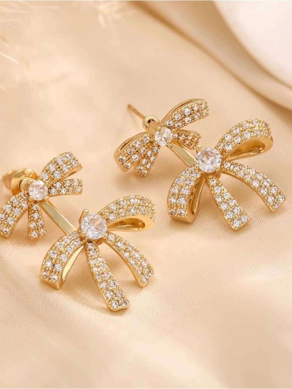 14K Gold Plated/Silver Earrings for Women Trendy, Dainty Bow Earrings